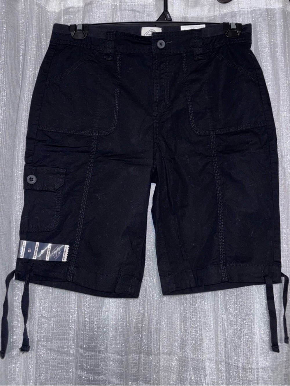 St. John's Bay Black Women's Cargo Shorts with Drawcord Hems